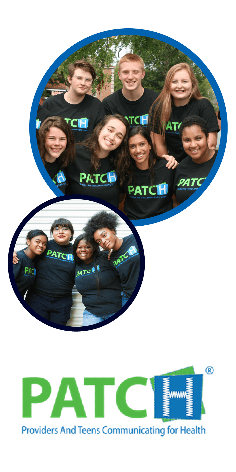 This graphic contains images of people wearing PATCH program shirts and the PATCH program logo.