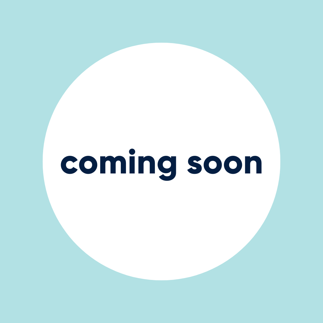 This is a light blue graphic. In the center of the graphic is a white circle. Inside the circle in blue font it reads, "coming soon."